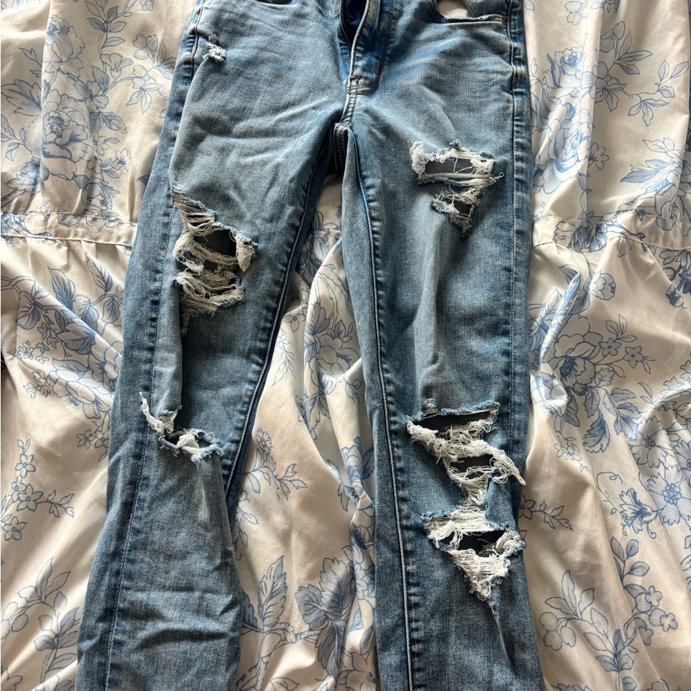 American Eagle Outfitters Ripped Blue Skinny Jeans